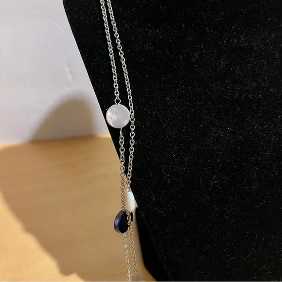 Layered Boho Chic Statement Necklace Black Grey White Silver Career Party - Picture 2 of 6